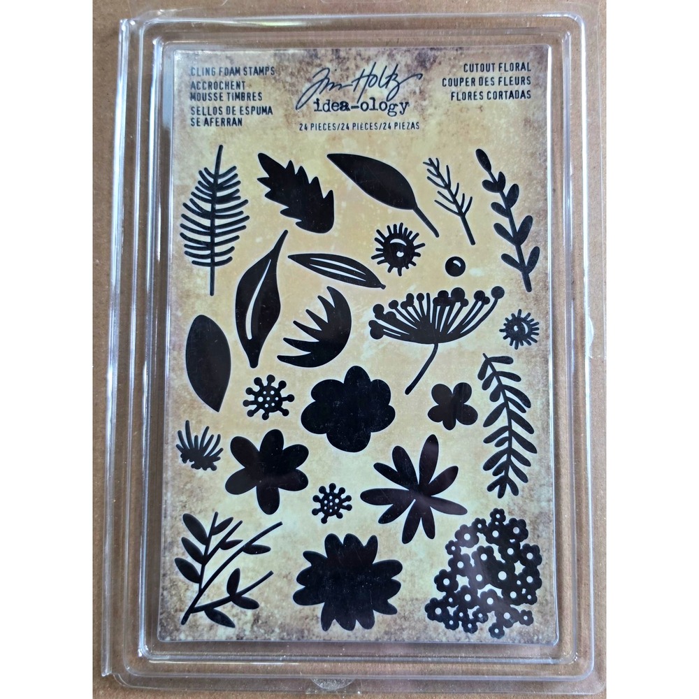 Tim Holtz Idea-ology Cutout Floral Cling Foam Stamps Flowers 24pc TH93703